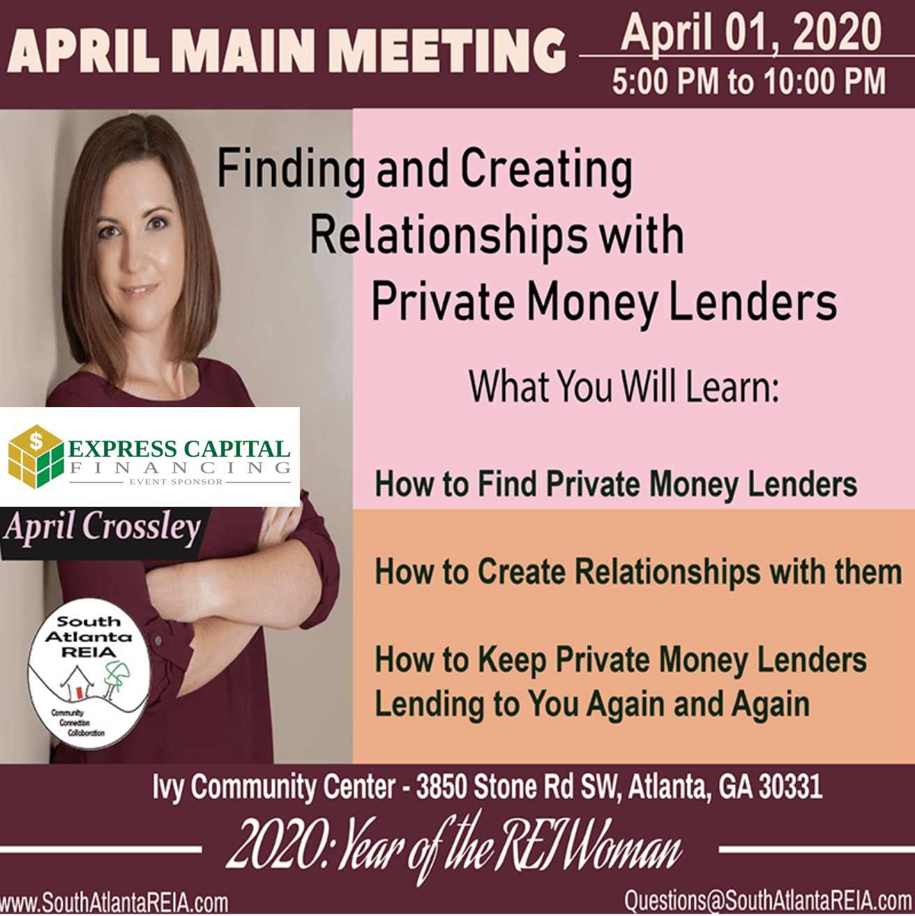 2020: YEAR OF THE REI WOMAN - South Atlanta REIA April Main Meeting